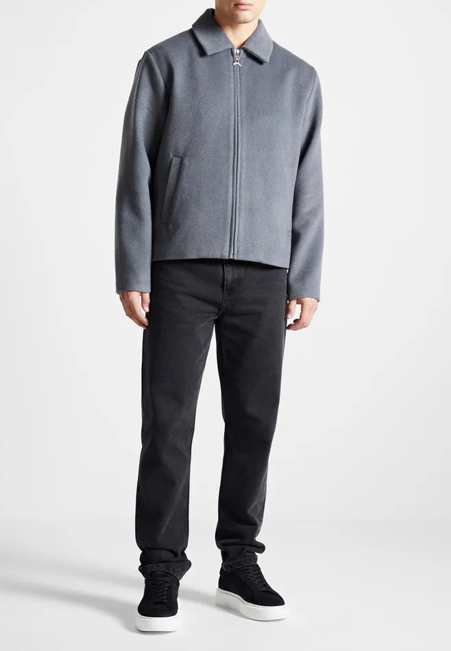 Men Manire De Voir Wool Blend Boxy Jacket Steel Blue