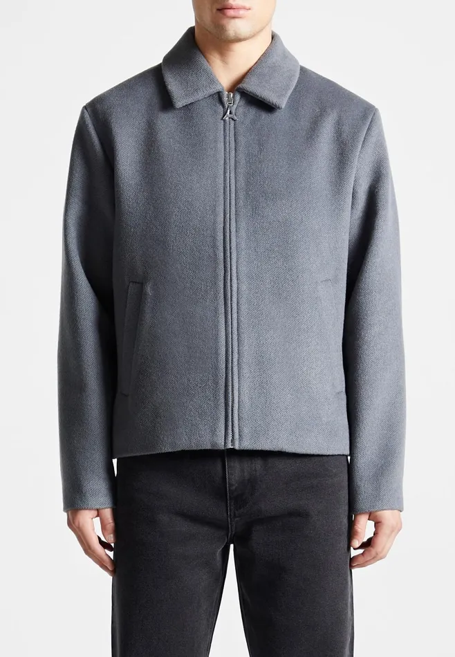 Men Manire De Voir Wool Blend Boxy Jacket Steel Blue