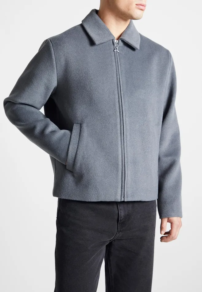 Men Manire De Voir Wool Blend Boxy Jacket Steel Blue