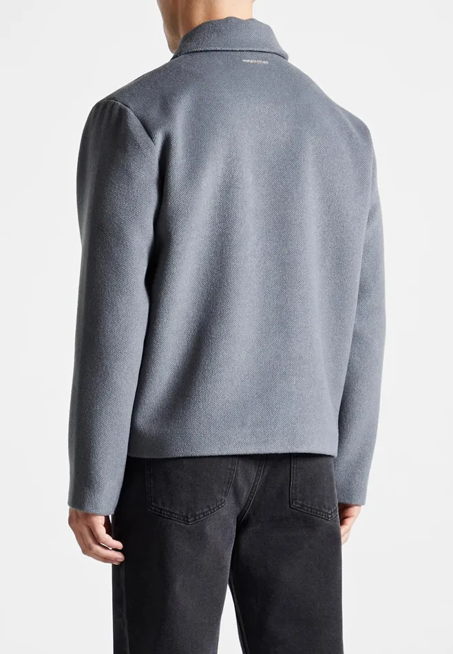 Men Manire De Voir Wool Blend Boxy Jacket Steel Blue