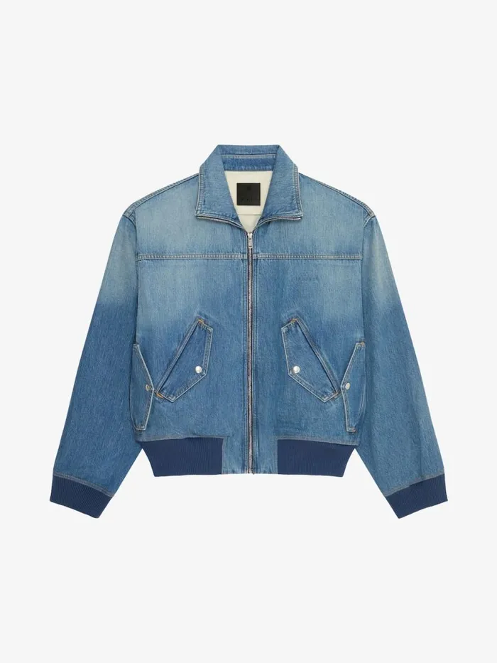 Men Outerwear and Blousons Givenchy Bomber Jacket In Denim Medium Blue
