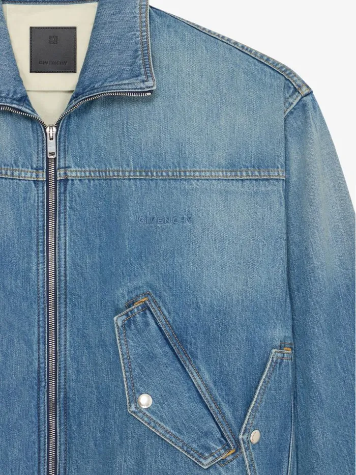 Men Outerwear and Blousons Givenchy Bomber Jacket In Denim Medium Blue Men Outerwear and Blousons Givenchy Bomber Jacket In Denim Medium Blue