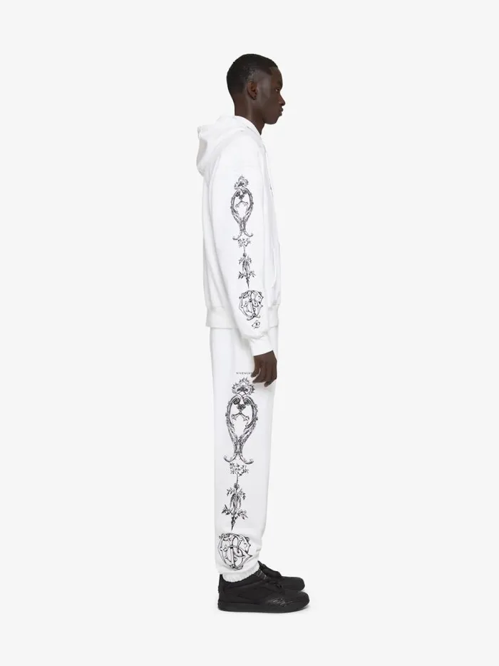 Men Pants and Shorts Givenchy GIVENCHY Crest Jogger Pants In Fleece White