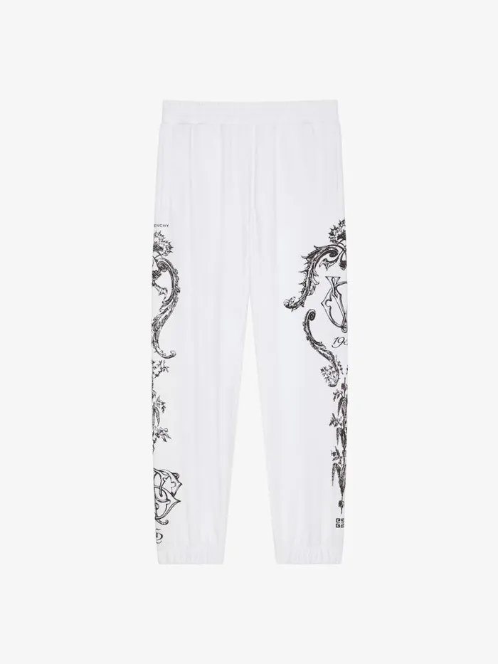 Men Pants and Shorts Givenchy GIVENCHY Crest Jogger Pants In Fleece White