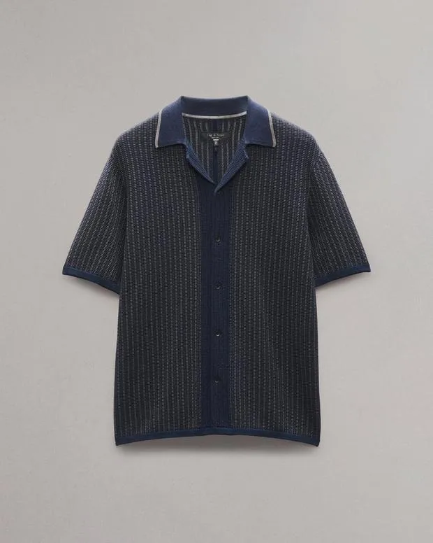 Men rag and bone Harvey Knit Camp Shirt Light TanSalute Shirts