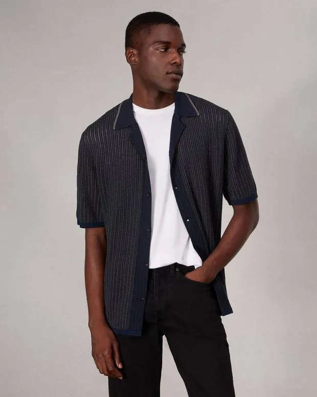 Men rag and bone Harvey Knit Camp Shirt Light TanSalute Shirts