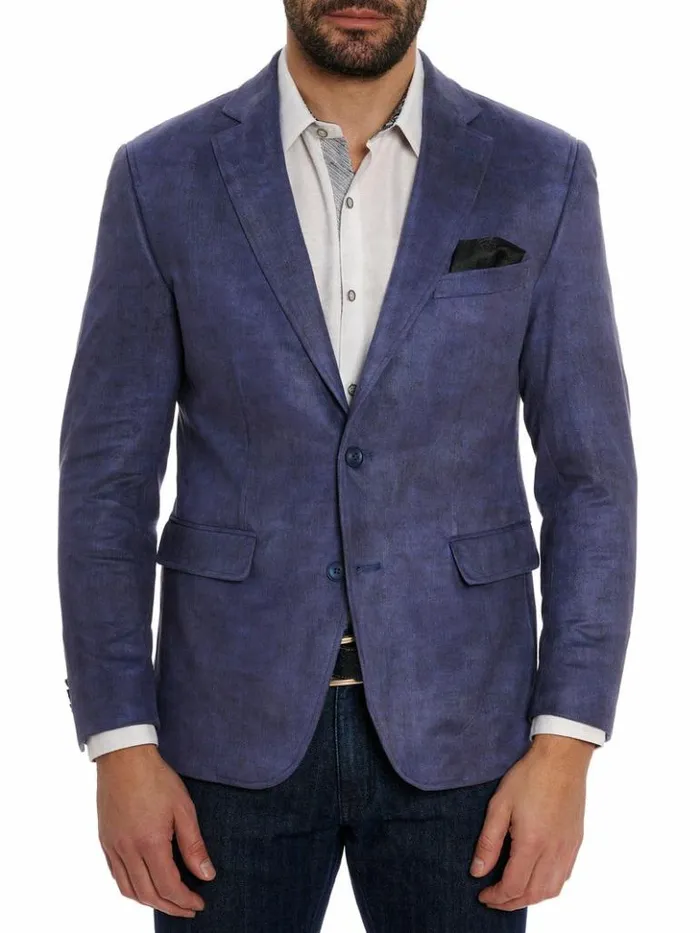Men Robert Graham Blazers Lubrano Velour Blazer Long Fit Plum