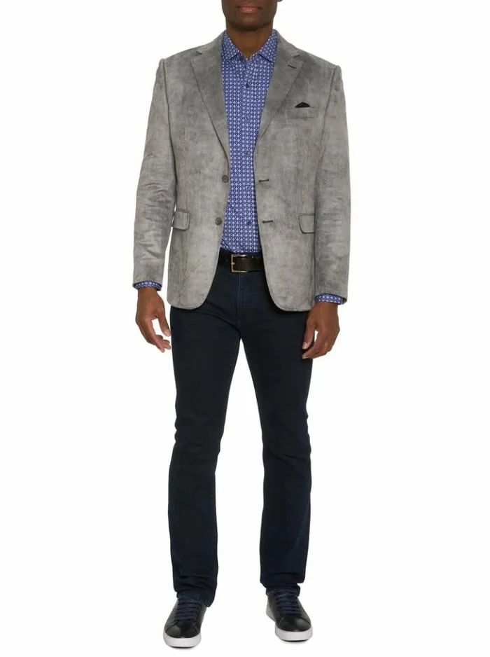 Men Robert Graham Blazers Lubrano Velour Blazer Long Fit Plum