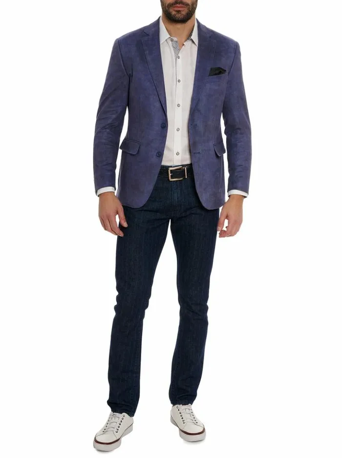 Men Robert Graham Blazers Lubrano Velour Blazer Long Fit Plum