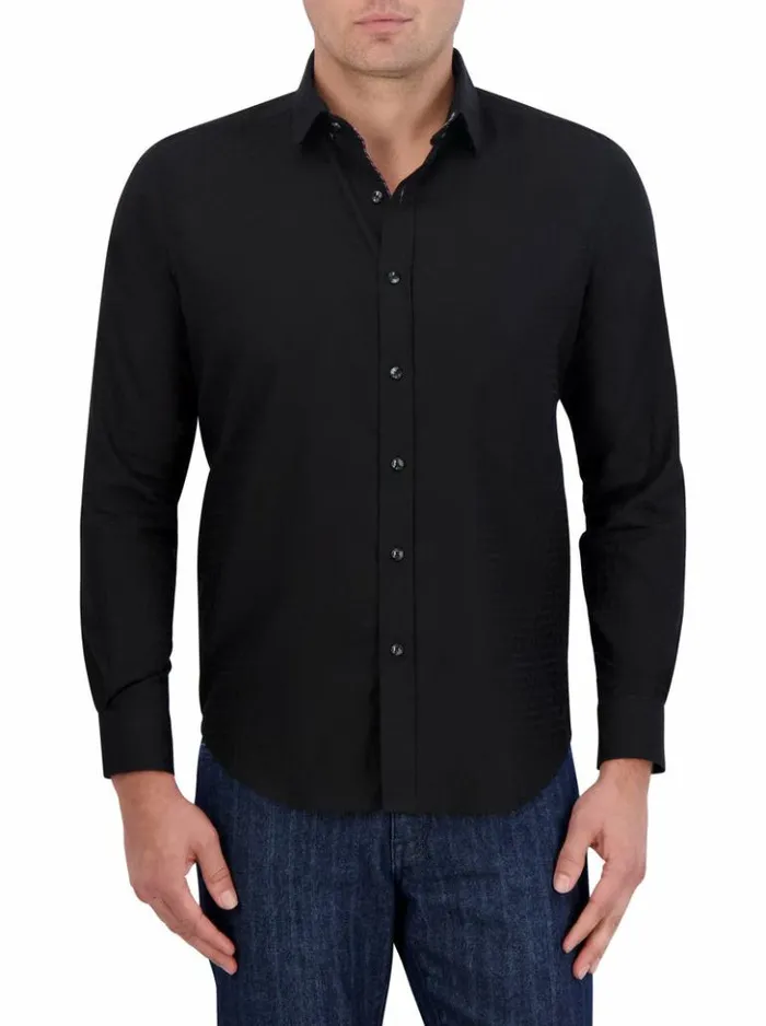 Men Robert Graham Button Down Shirts Amory Long Sleeve Button Down Shirt Black