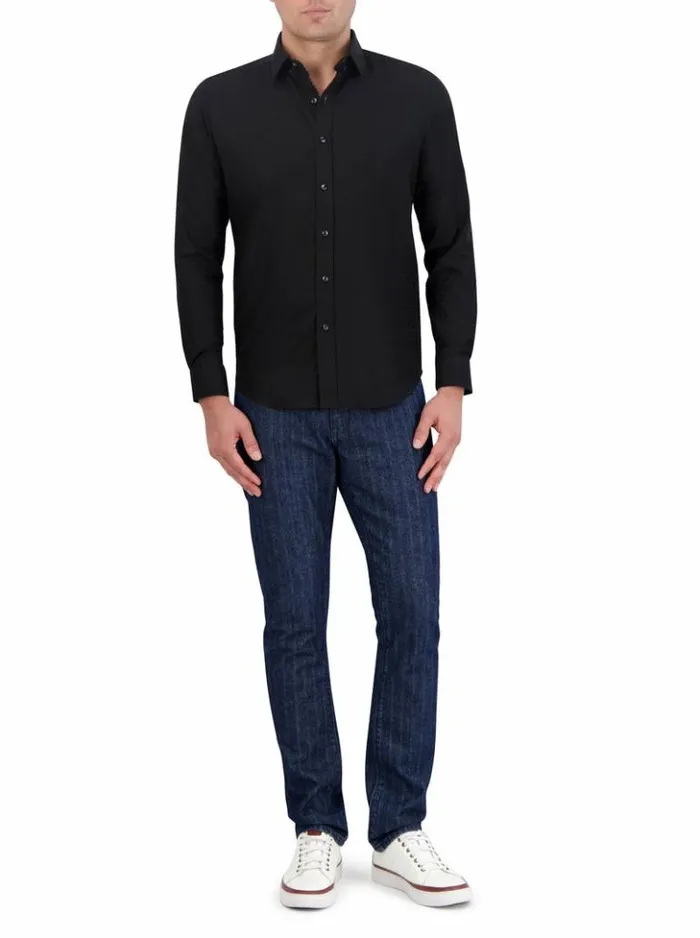 Men Robert Graham Button Down Shirts Amory Long Sleeve Button Down Shirt Black