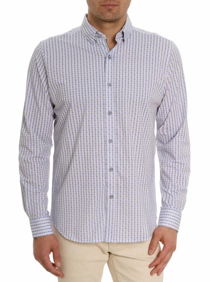 Men Robert Graham Button Down Shirts Balix Motion Long Sleeve Knit Shirt Multi