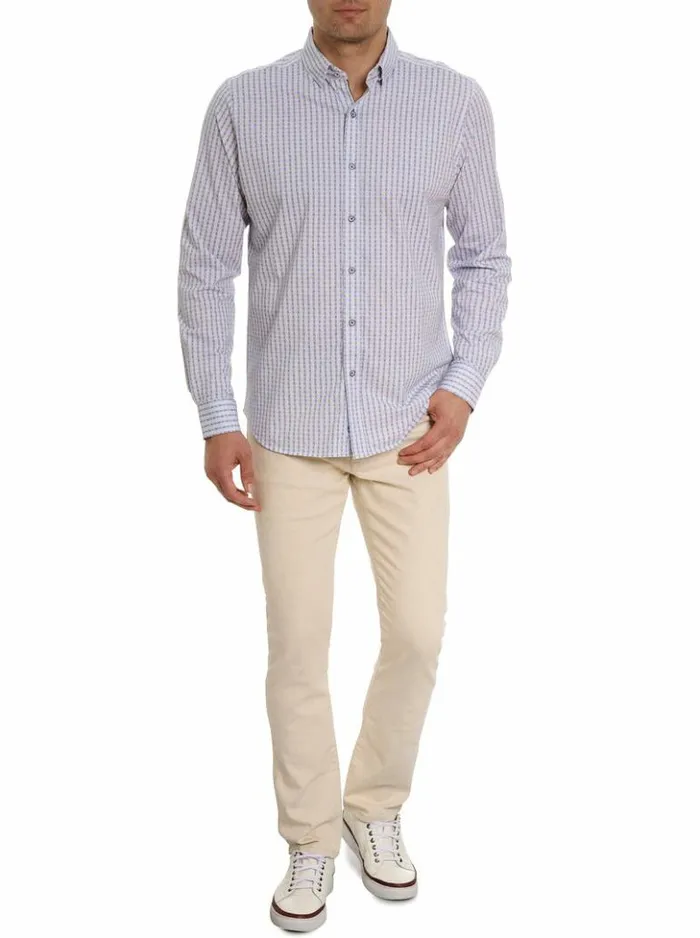 Men Robert Graham Button Down Shirts Balix Motion Long Sleeve Knit Shirt Multi