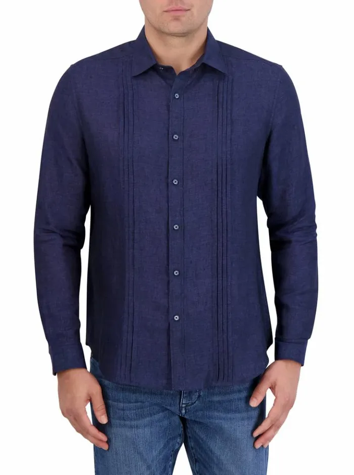 Men Robert Graham Button Down Shirts Baradero Long Sleeve Button Down Shirt Navy