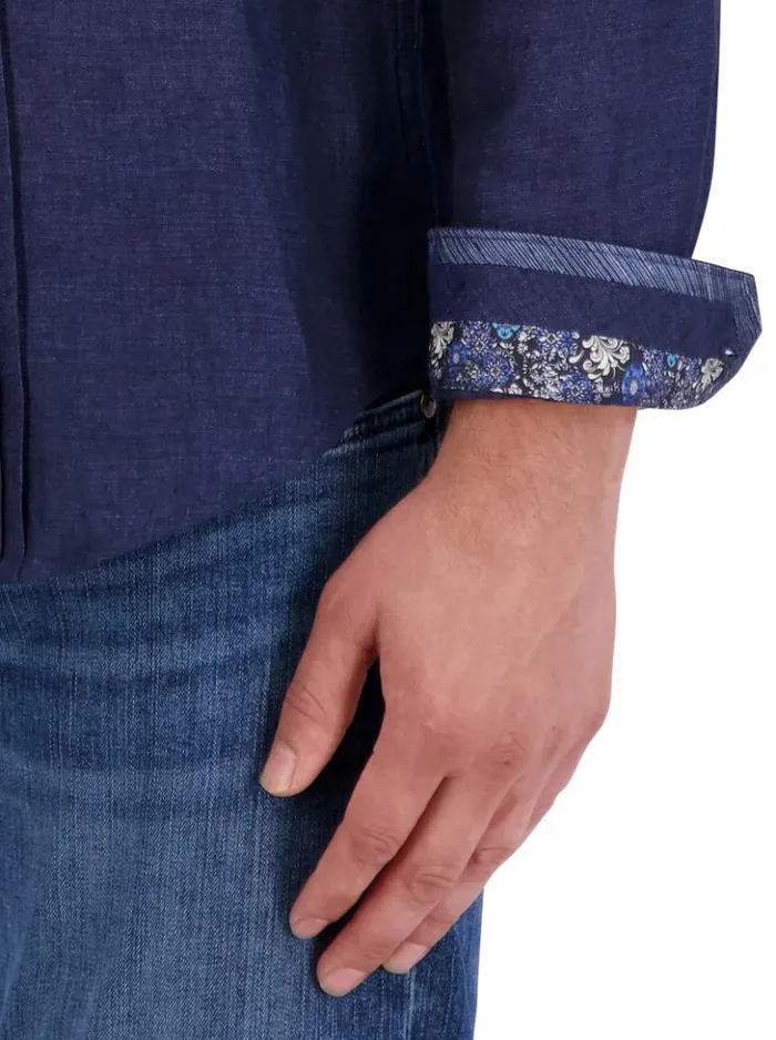 Men Robert Graham Button Down Shirts Baradero Long Sleeve Button Down Shirt Navy