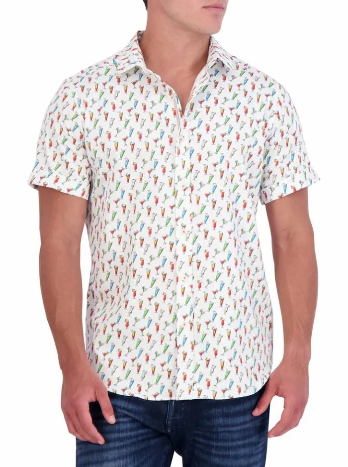 Men Robert Graham Button Down Shirts Cin Cin Short Sleeve Button Down Shirt White Men Robert Graham Button Down Shirts Cin Cin Short Sleeve Button Down Shirt White