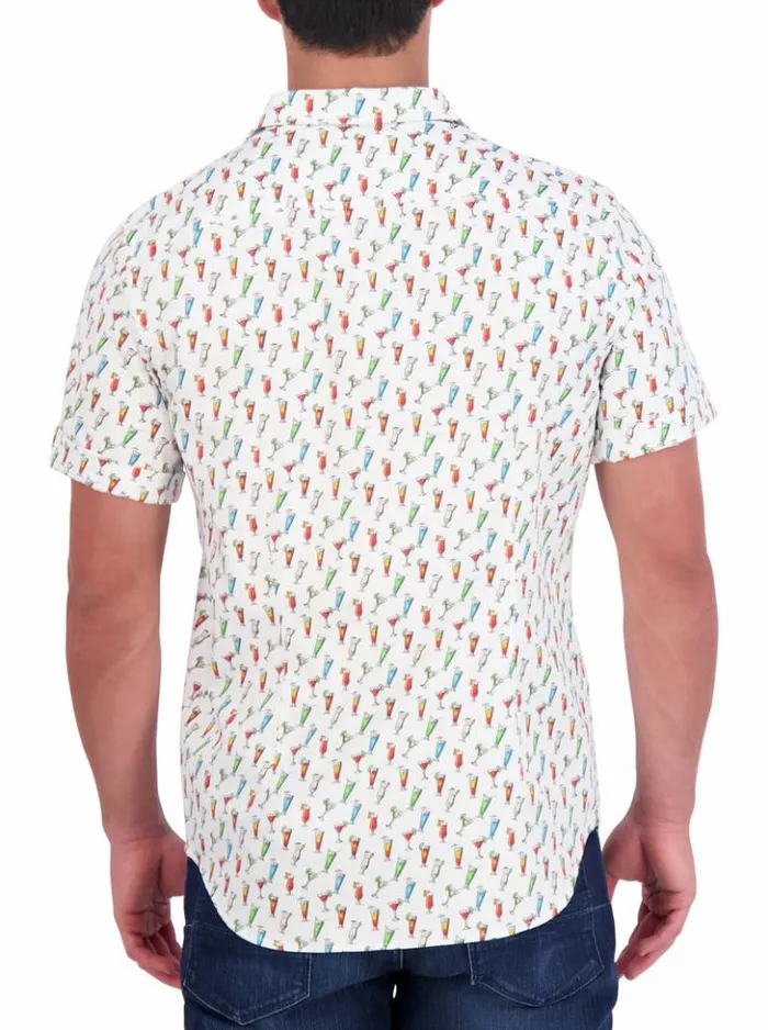 Men Robert Graham Button Down Shirts Cin Cin Short Sleeve Button Down Shirt White