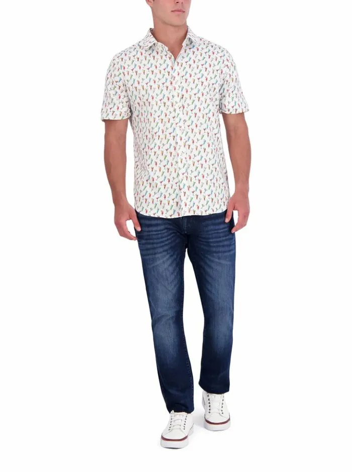 Men Robert Graham Button Down Shirts Cin Cin Short Sleeve Button Down Shirt White