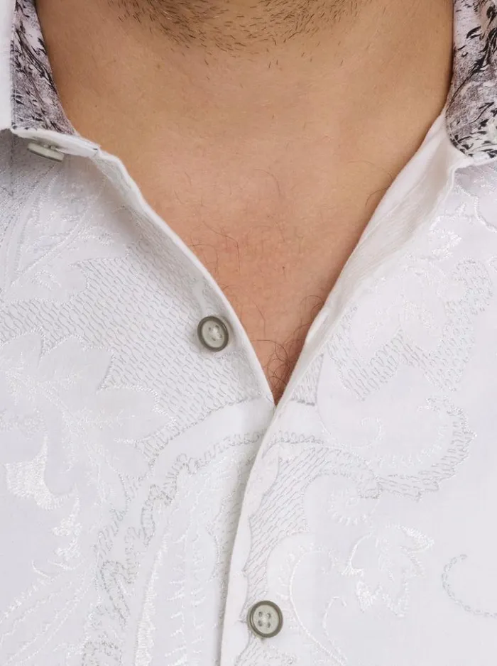 Men Robert Graham Button Down Shirts Clarion Long Sleeve Button Down Shirt White