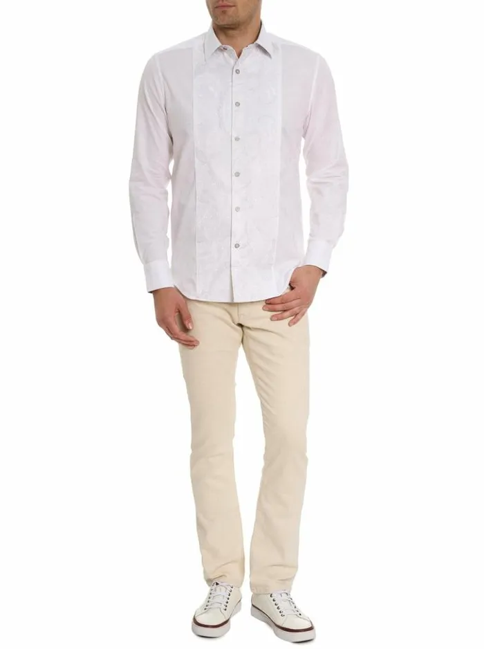 Men Robert Graham Button Down Shirts Clarion Long Sleeve Button Down Shirt White