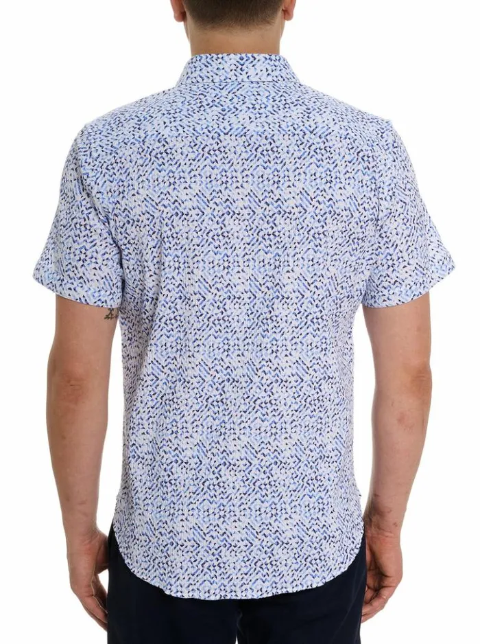Men Robert Graham Button Down Shirts Cyprus Short Sleeve Button Down Shirt Blue