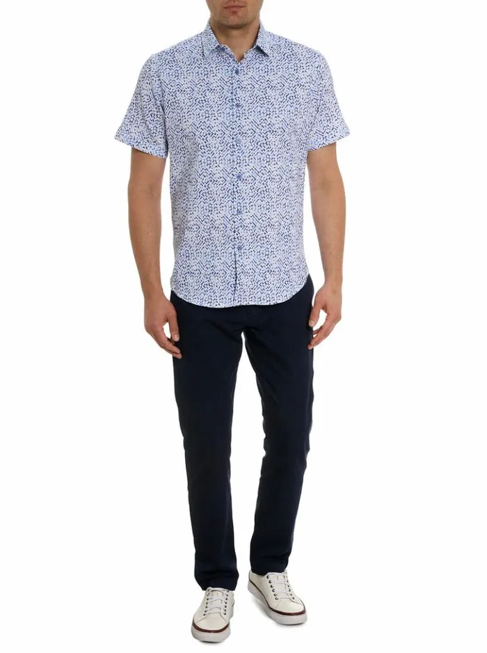 Men Robert Graham Button Down Shirts Cyprus Short Sleeve Button Down Shirt Blue