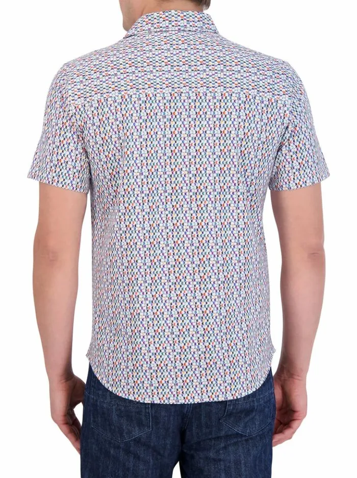 Men Robert Graham Button Down Shirts Flamenco Motion Short Sleeve Knit Shirt Multi