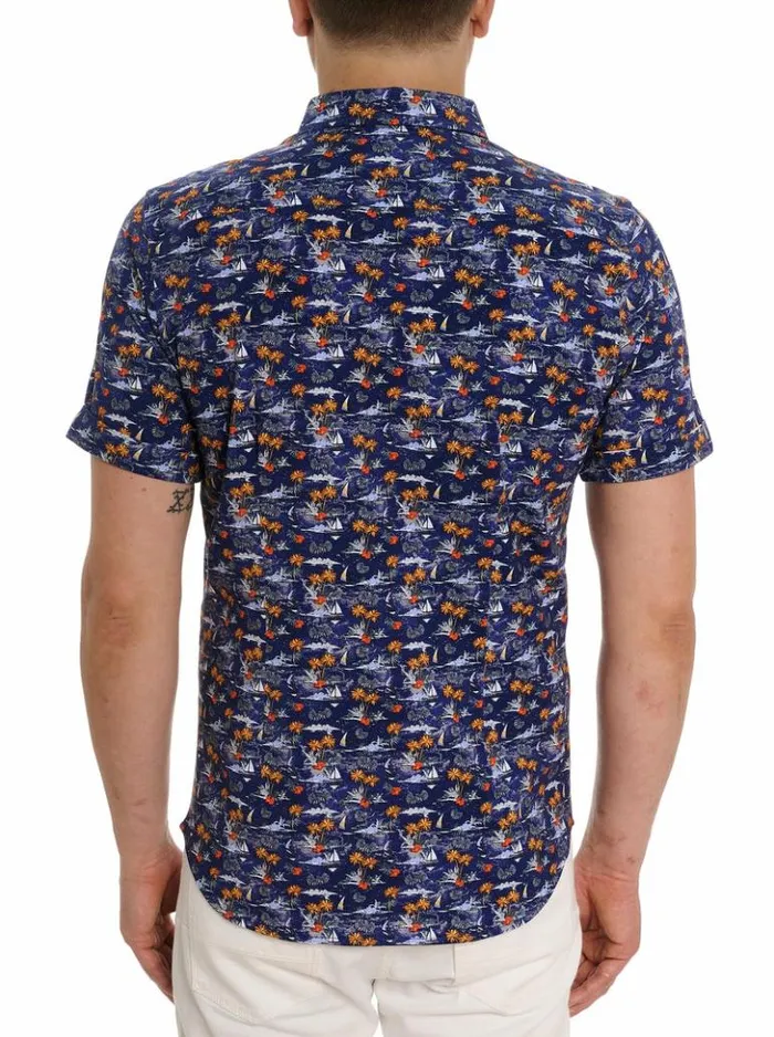Men Robert Graham Button Down Shirts Lyndon Motion Short Sleeve Knit Shirt Multi