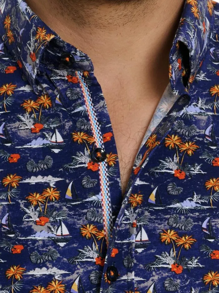 Men Robert Graham Button Down Shirts Lyndon Motion Short Sleeve Knit Shirt Multi