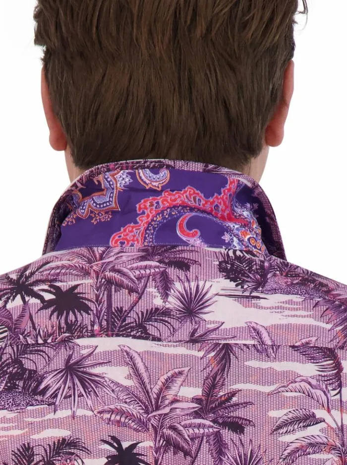 Men Robert Graham Button Down Shirts Makara Short Sleeve Button Down Shirt Lilac