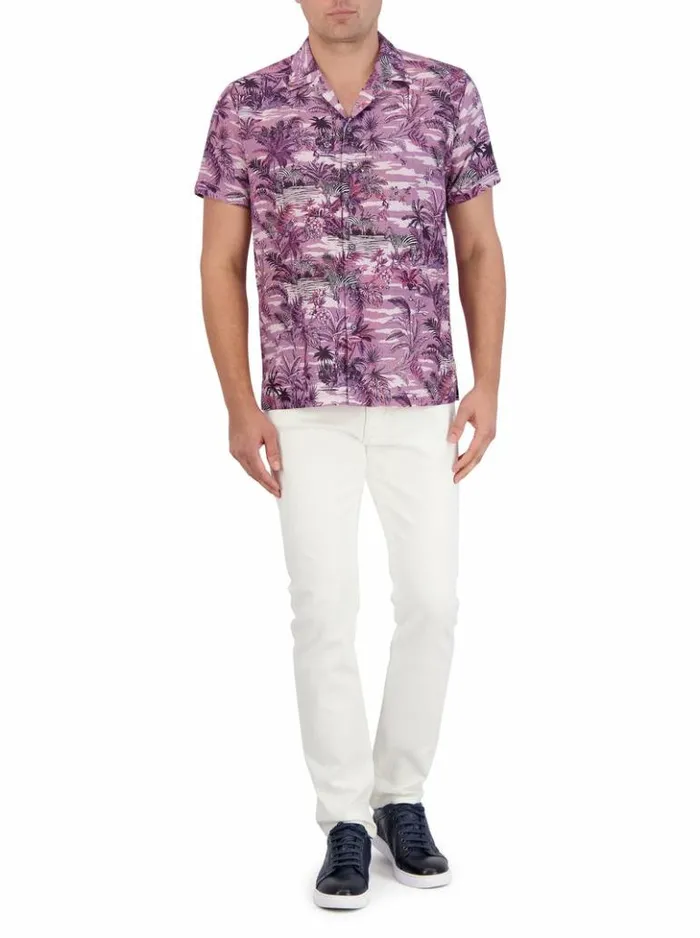 Men Robert Graham Button Down Shirts Makara Short Sleeve Button Down Shirt Lilac