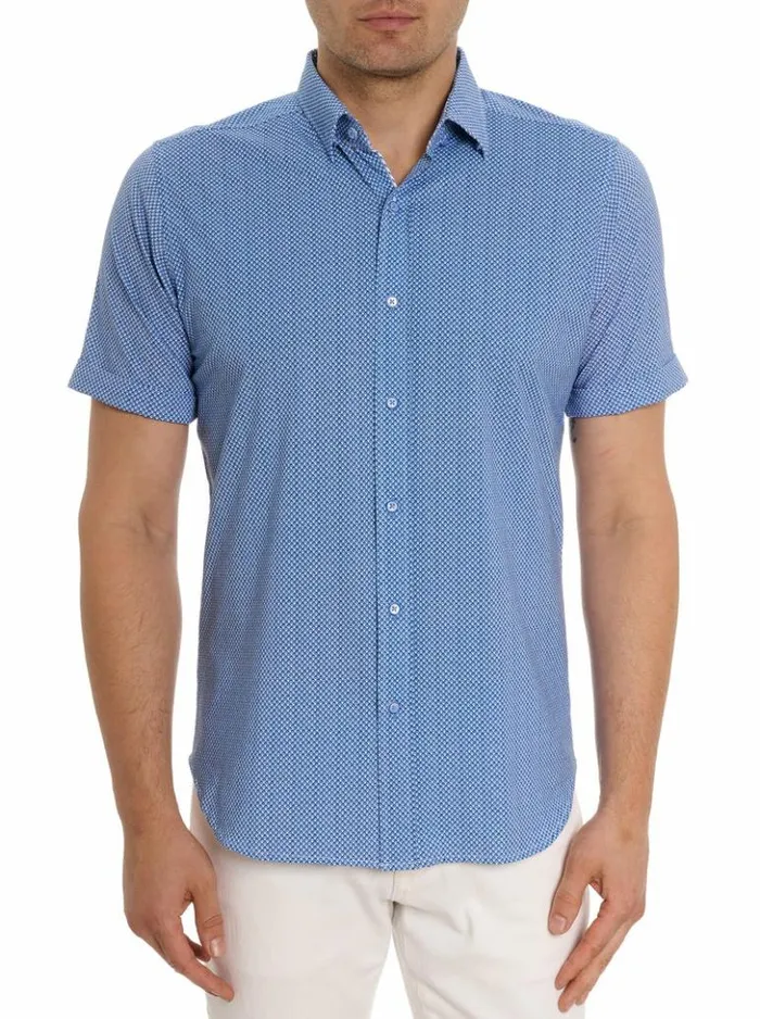 Men Robert Graham Button Down Shirts Shuler Motion Short Sleeve Knit Shirt Blue Men Robert Graham Button Down Shirts Shuler Motion Short Sleeve Knit Shirt Blue