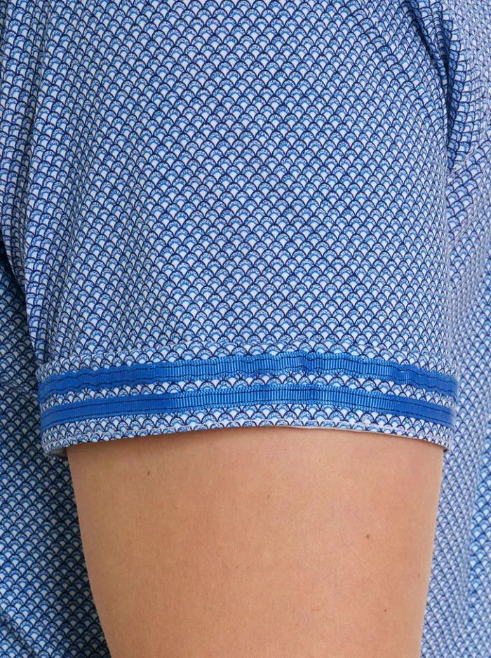 Men Robert Graham Button Down Shirts Shuler Motion Short Sleeve Knit Shirt Blue