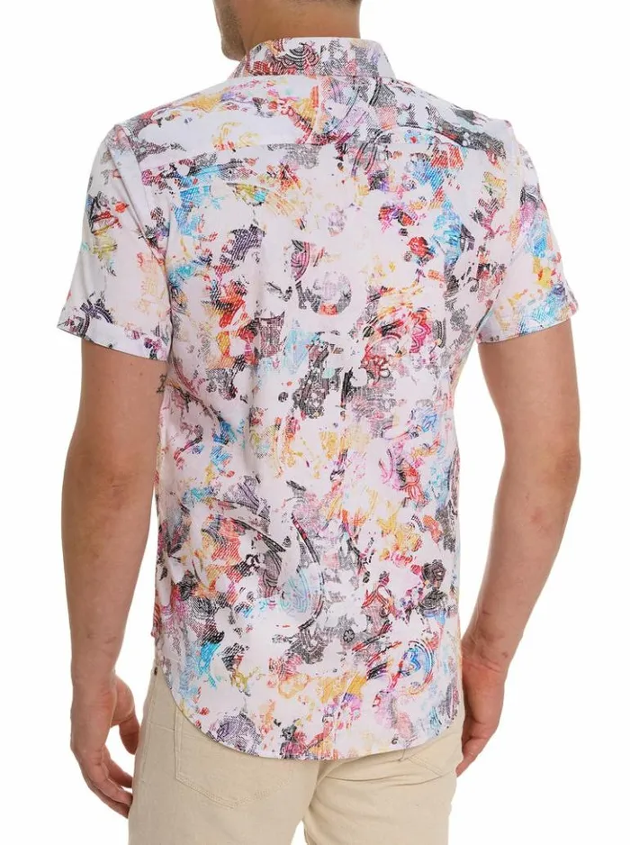 Men Robert Graham Button Down Shirts Splash Of Color Short Sleeve Button Down Shirt Classic