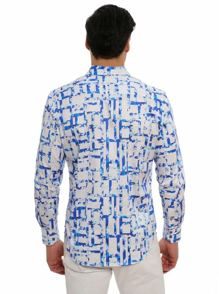 Men Robert Graham Button Down Shirts Triton Long Sleeve Button Down Shirt Tall Blue