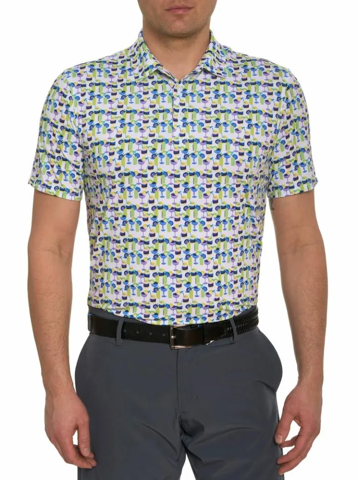Men Robert Graham Polos and TShirts Cocktail Hour Polo White