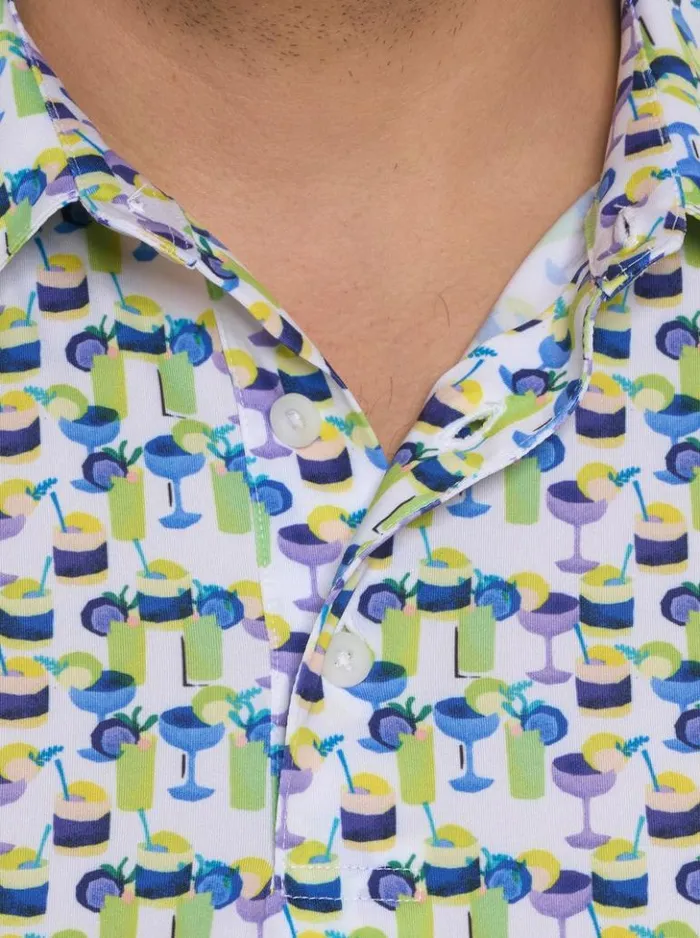 Men Robert Graham Polos and TShirts Cocktail Hour Polo White