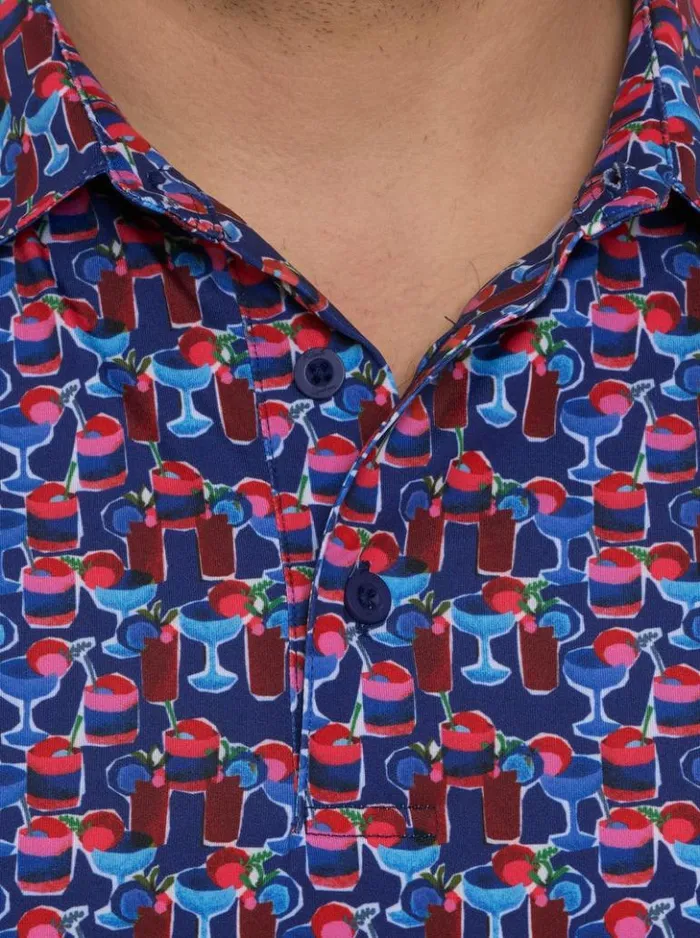 Men Robert Graham Polos and TShirts Cocktail Hour Polo White