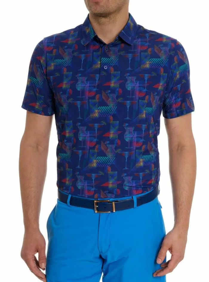 Men Robert Graham Polos and TShirts Happiest Hour Polo Navy