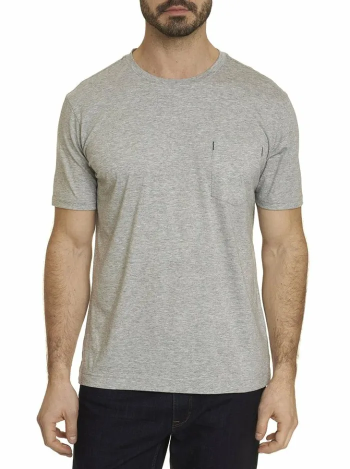 Men Robert Graham Polos and TShirts Myles TShirt Heatherlightgrey