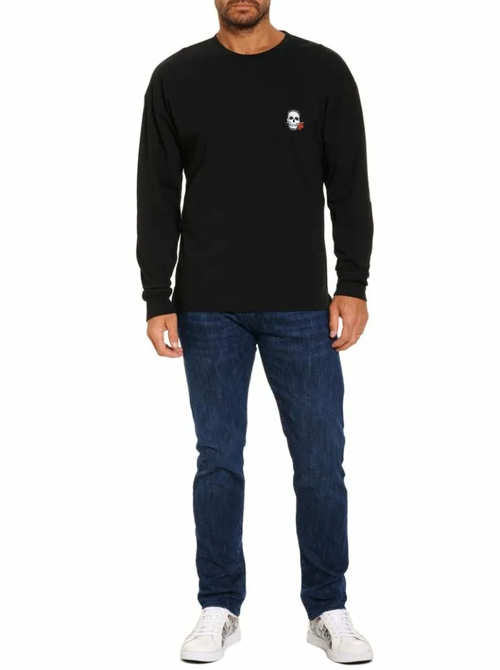 Men Robert Graham Polos and TShirts New York Long Sleeve TShirt Black