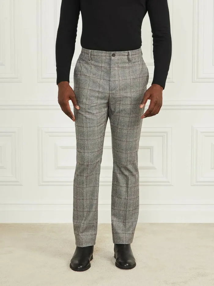 Men Roger Chino Pants BlackWhiteRed Check Pants and Shorts GUESS