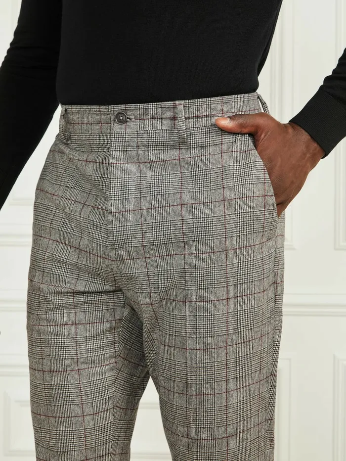 Men Roger Chino Pants BlackWhiteRed Check Pants and Shorts GUESS Men Roger Chino Pants BlackWhiteRed Check Pants and Shorts GUESS
