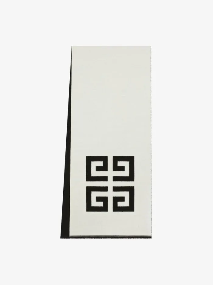 Men Scarves and Ties Givenchy 4G Scarf In Wool Blackwhite
