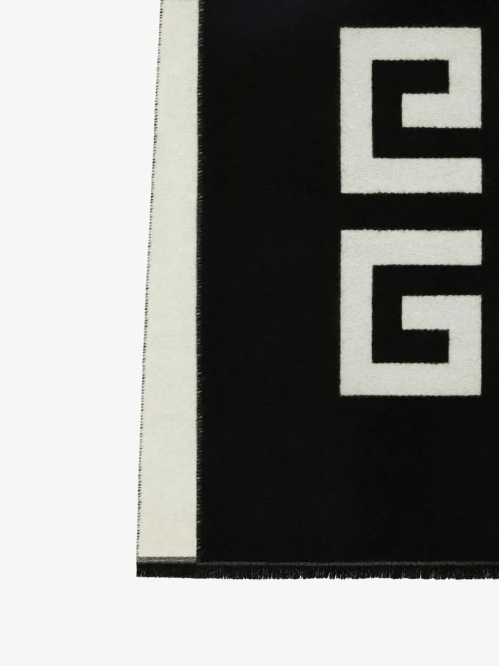 Men Scarves and Ties Givenchy 4G Scarf In Wool Blackwhite