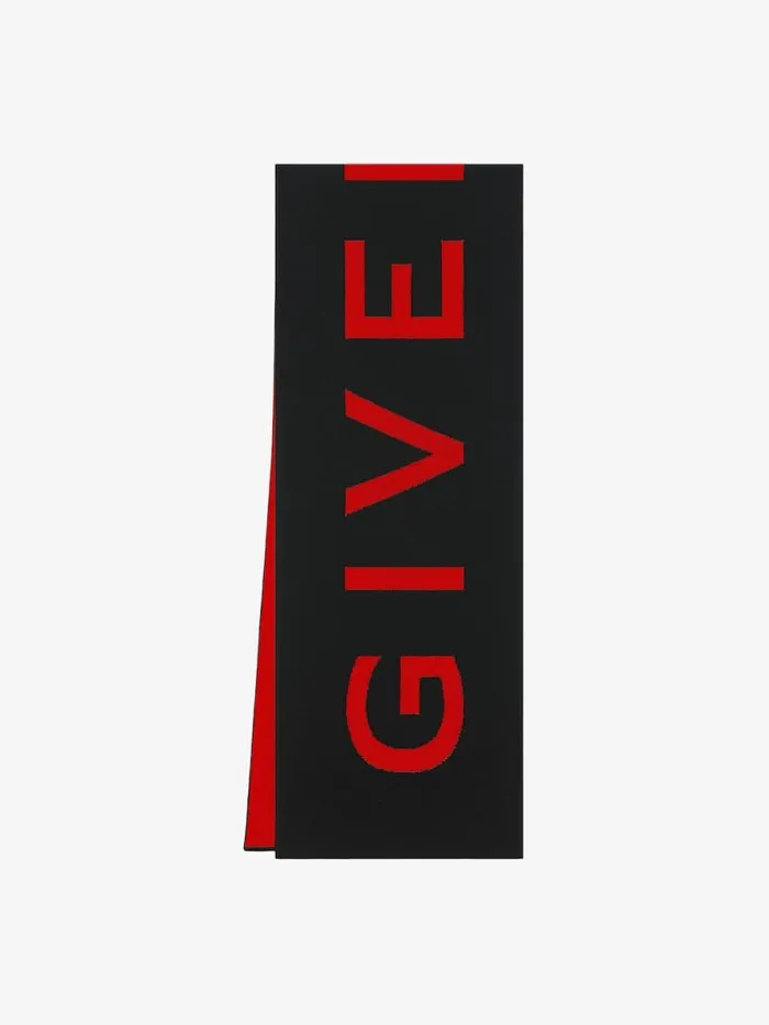 Men Scarves and Ties Givenchy GIVENCHY Scarf In Wool Blackred