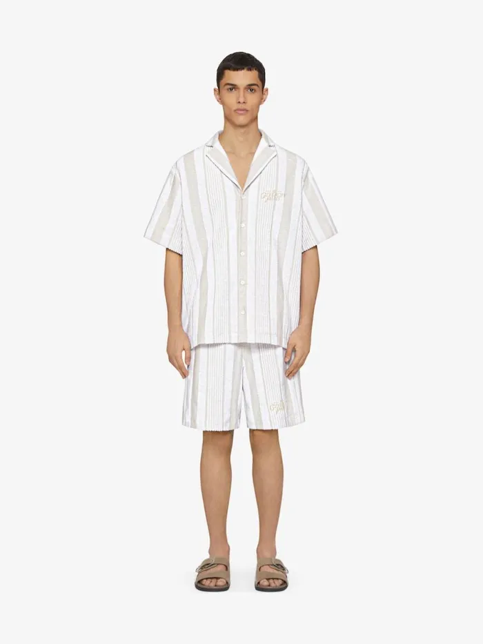 Men Shirts Givenchy Boxy Fit Shirt In Cotton Towelling With Stripes Whitebeige Men Shirts Givenchy Boxy Fit Shirt In Cotton Towelling With Stripes Whitebeige