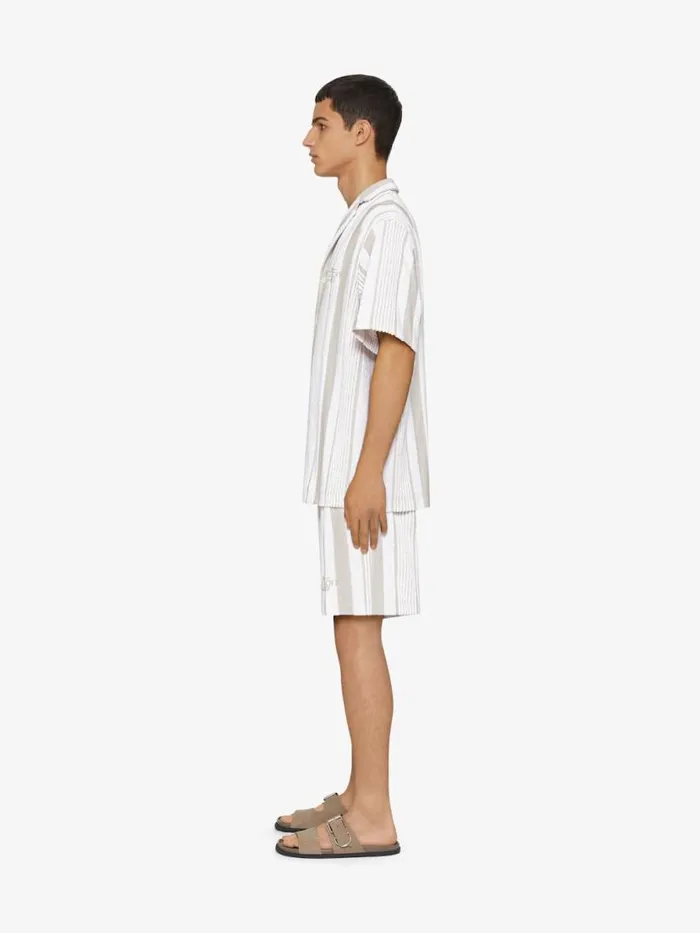 Men Shirts Givenchy Boxy Fit Shirt In Cotton Towelling With Stripes Whitebeige