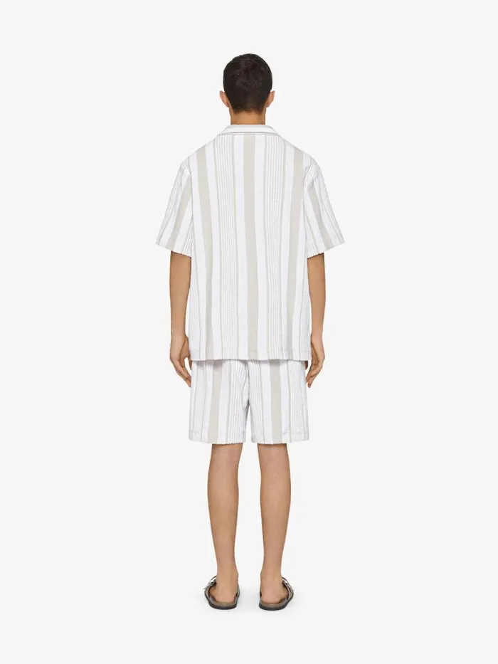 Men Shirts Givenchy Boxy Fit Shirt In Cotton Towelling With Stripes Whitebeige