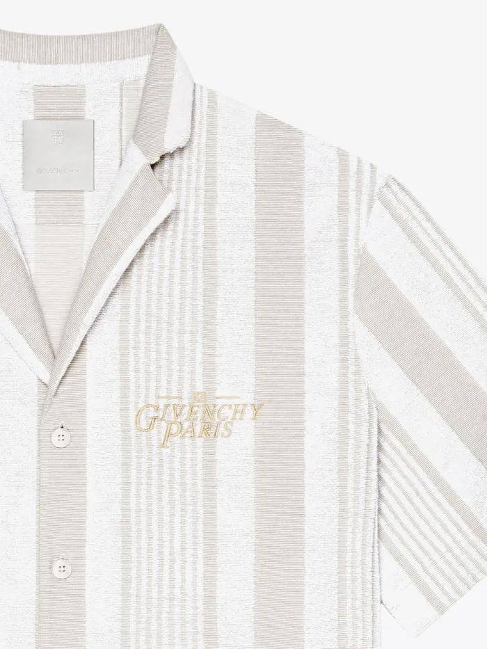 Men Shirts Givenchy Boxy Fit Shirt In Cotton Towelling With Stripes Whitebeige